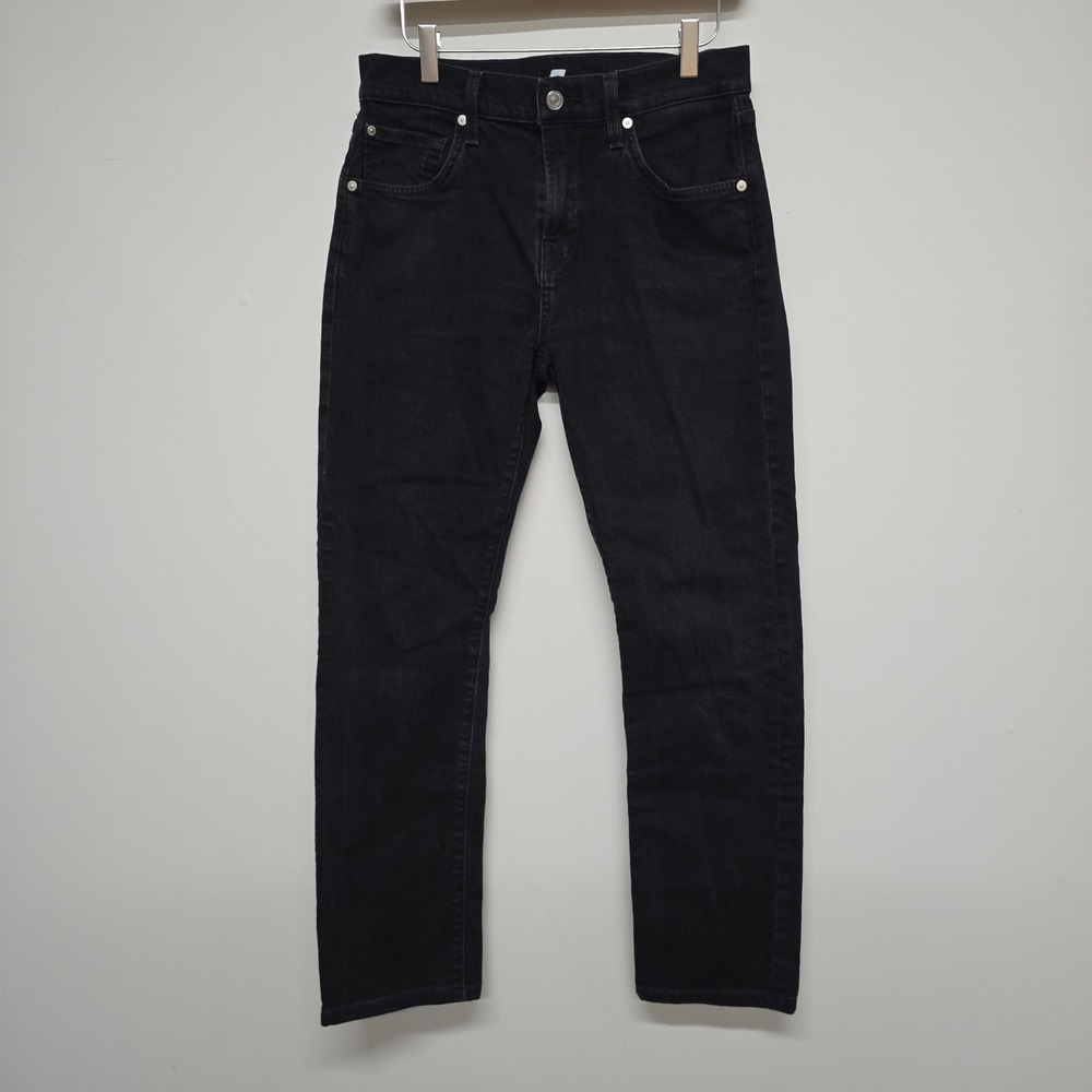 7 For All Mankind The Straight Jeans Mens 30 Black Cotton Stretch Minimalist